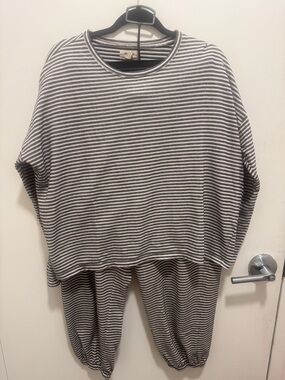 Madewell Black and White Striped Loungewear Set
